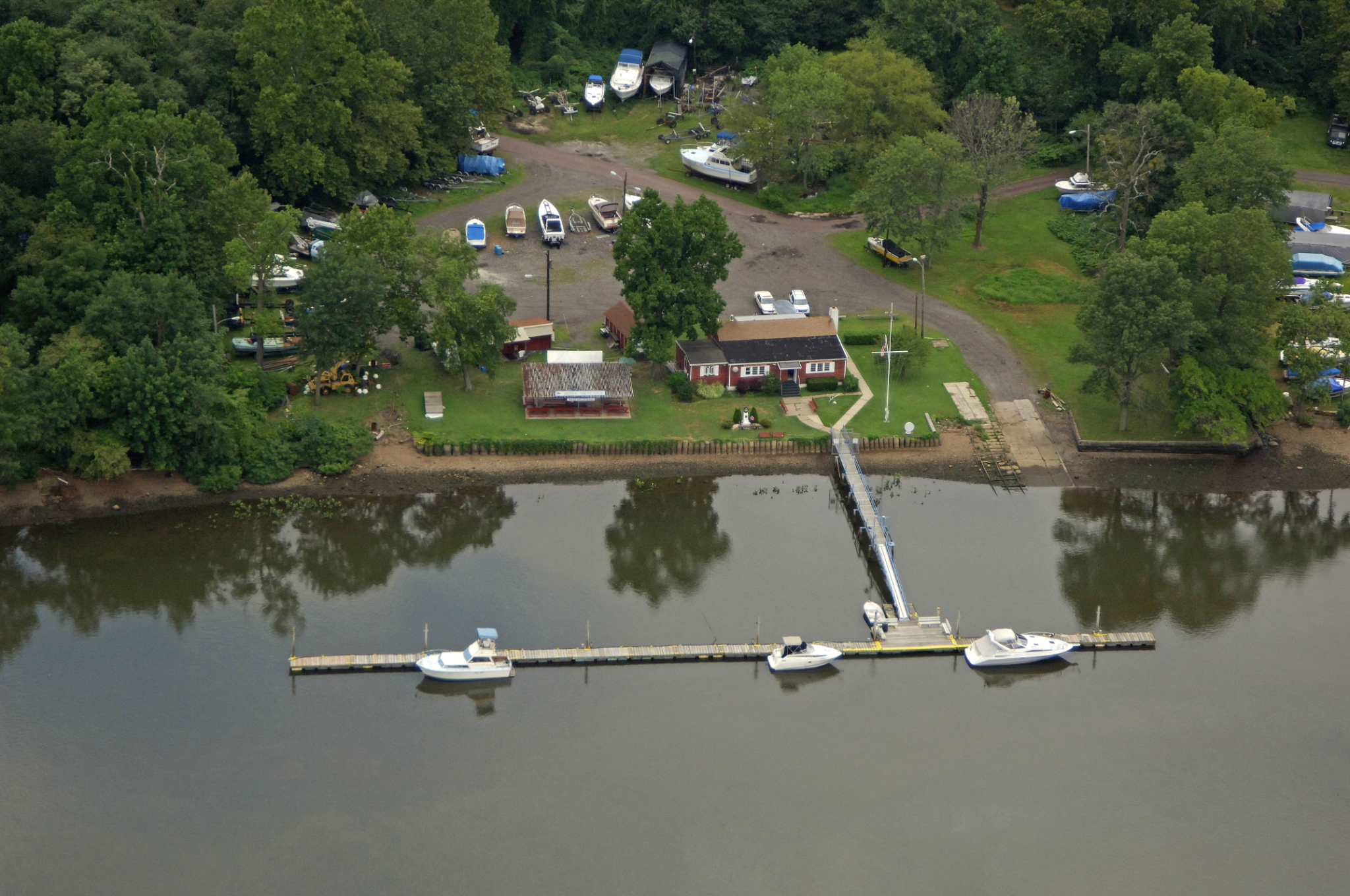 Aerial view of Bristol Yacht Club and docks